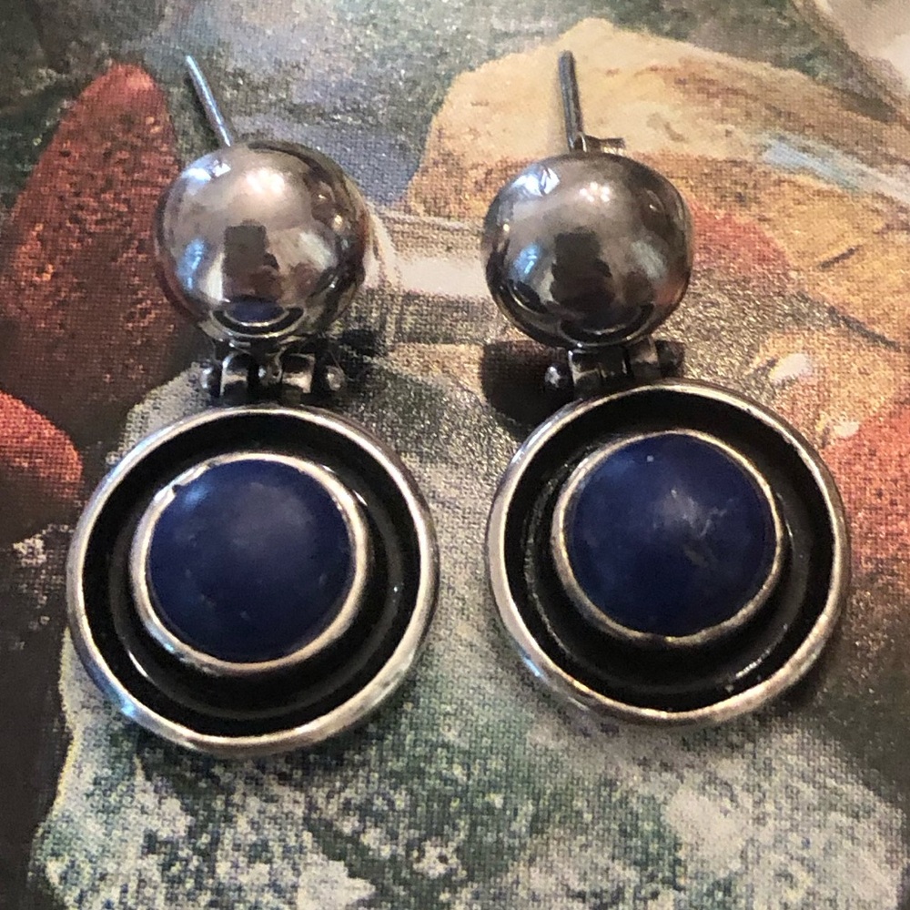Rare Vintage Silpada Sterling Silver Sodalite Earrings P0472